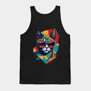 Retro Cool Cat: Vintage Vibes and Feline Flair Tank Top